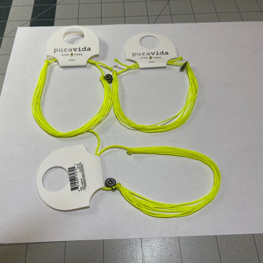 Brand New Pura Vida Neon Yellow Original Anklet